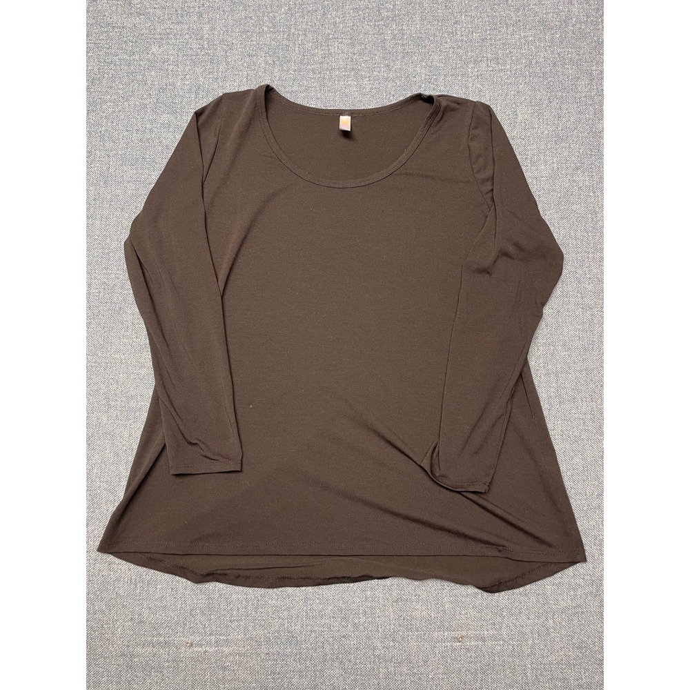 LuLaRoe Womens XL Brown Long Sleeve Scoop Neck Tunic Top Solid Espresso Stretch